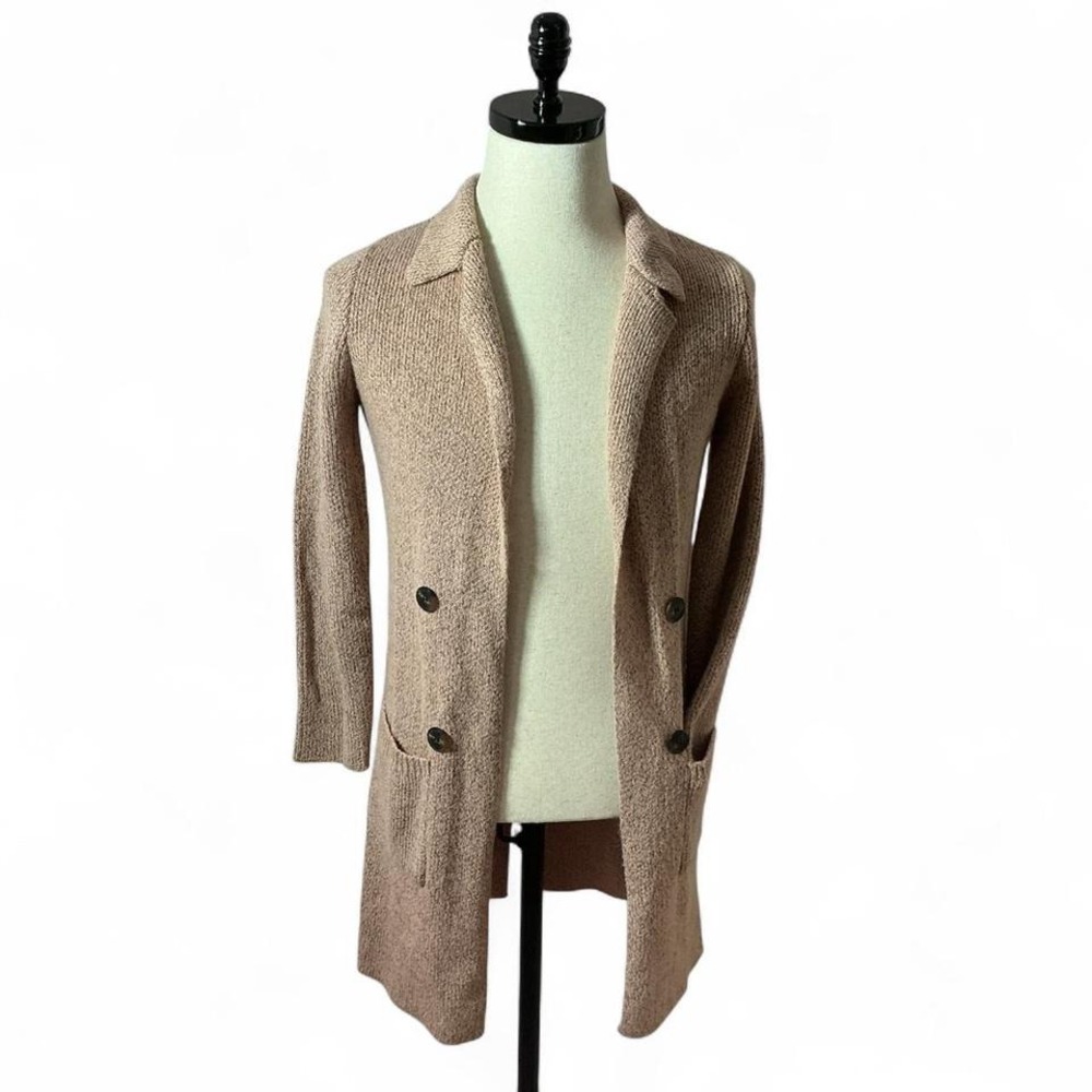 Active USA‎ Knit Cardigan Sweater Small Duster Open Front Coat Jacket